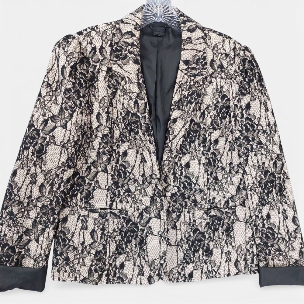 Kardashian Kollection Lace Blazer Black Nude Floral Lined Jacket Women’s L